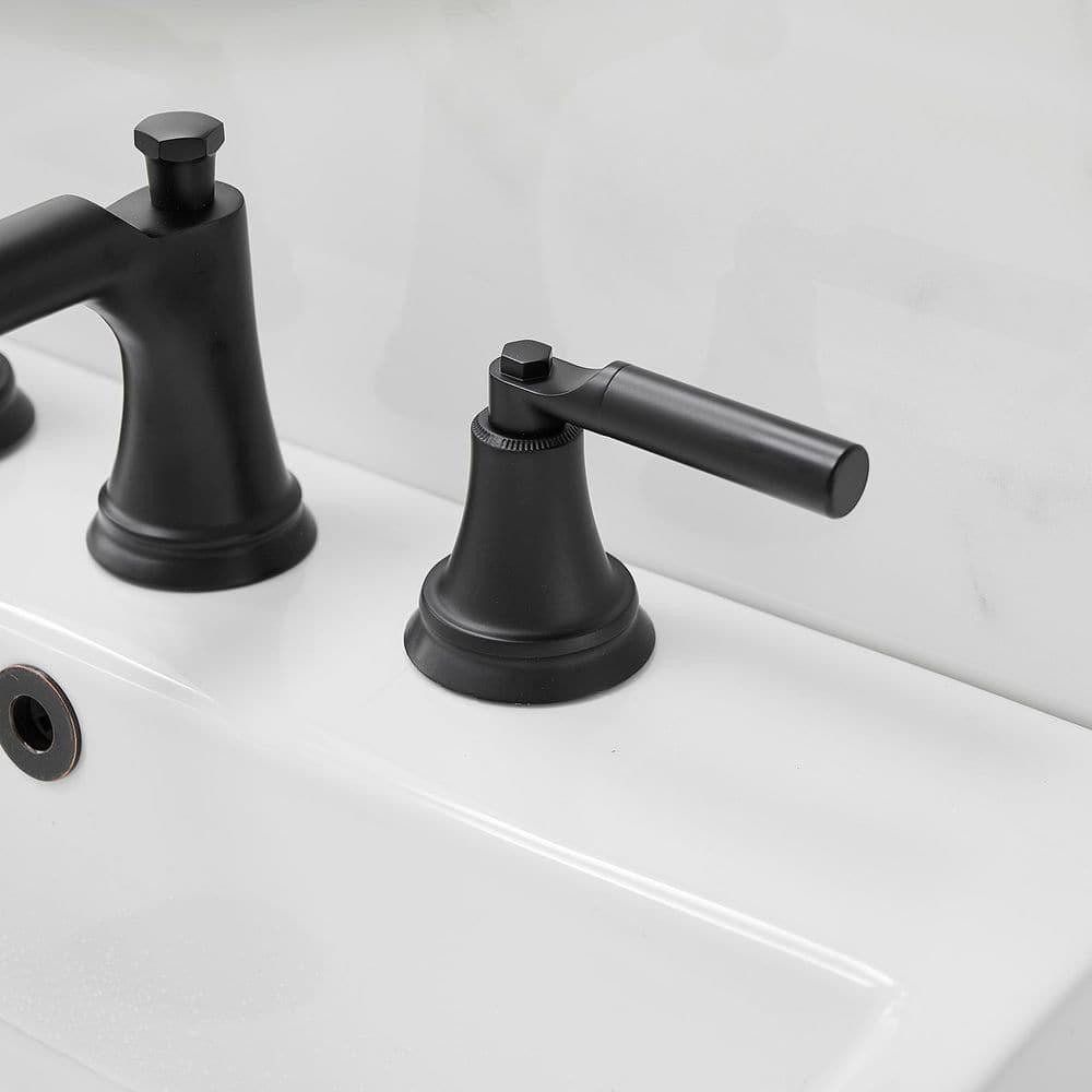 VIBRANTBATH 16456-Black Widespread 2-handle Bathroom Faucet with Drain Assembly