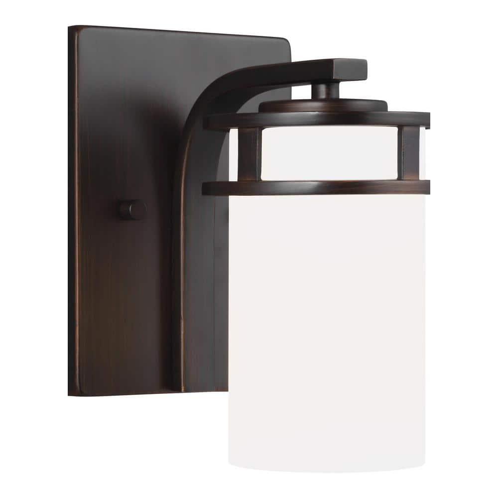 Generation Lighting 1-Light Robie Bath Fixture Wall Lamp Bronze 4121601-710, Bathroom Light Fixture for Home Decor, Vanity Light Fixture Uses A19 Standard or LED Light Bulbs