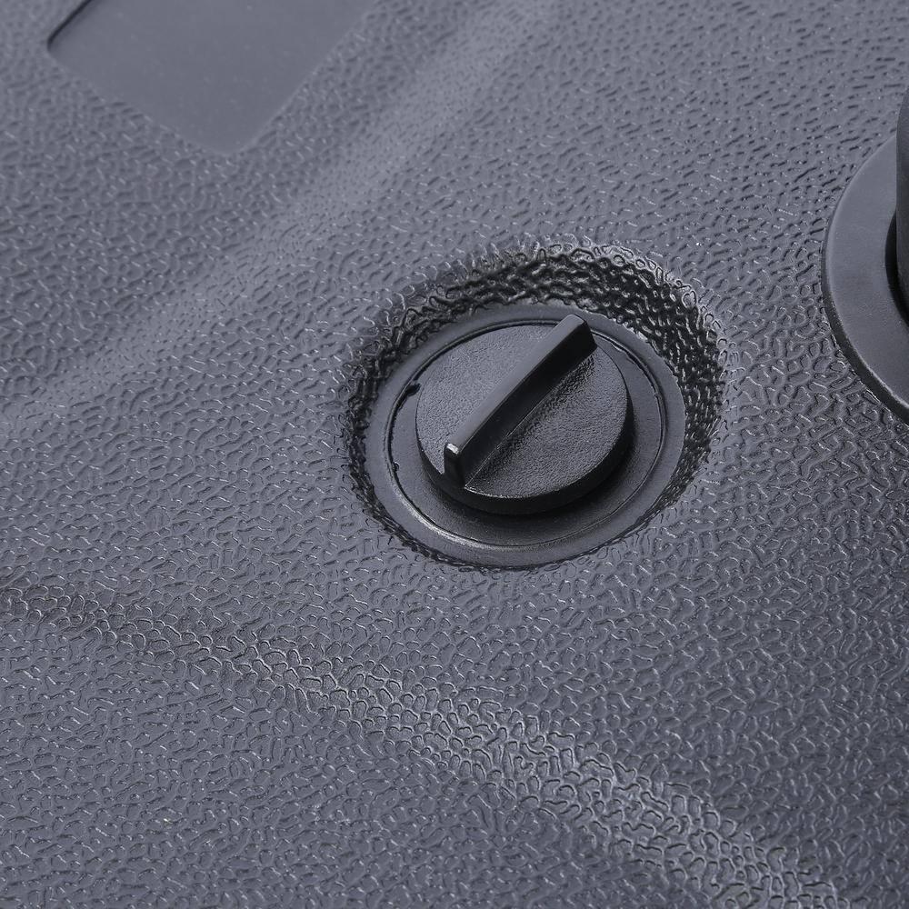 9 Ft Outdoor Patio Market Table Umbrella with Square Plastic Fillable Base INCLUDED, Gray /White Stripe