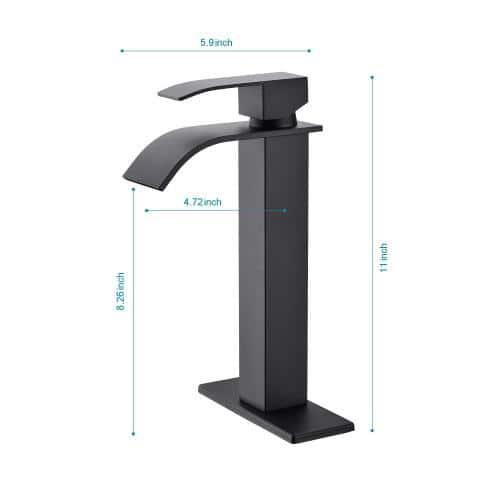 Waterfall Spout Single Handle Bathroom Sink Faucet in Matte Black