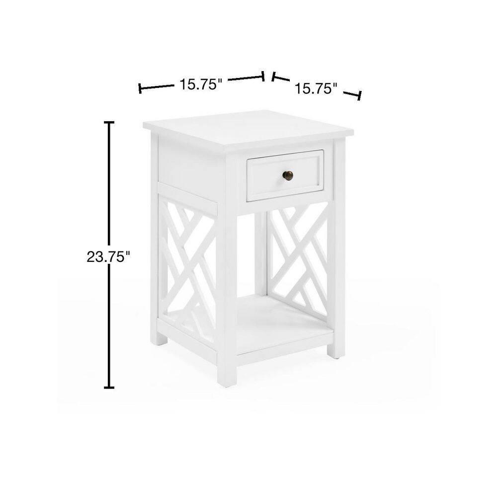 Alaterre Coventry Wood End Table with Drawer and Shelf, White