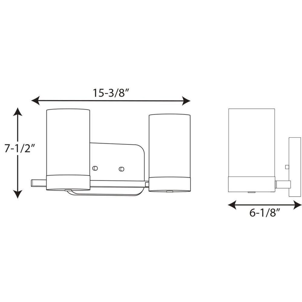 Progress Lighting Elevate 2-Light Bath in Brushed Bronze, Etched White Glass Shade, Steel Collection