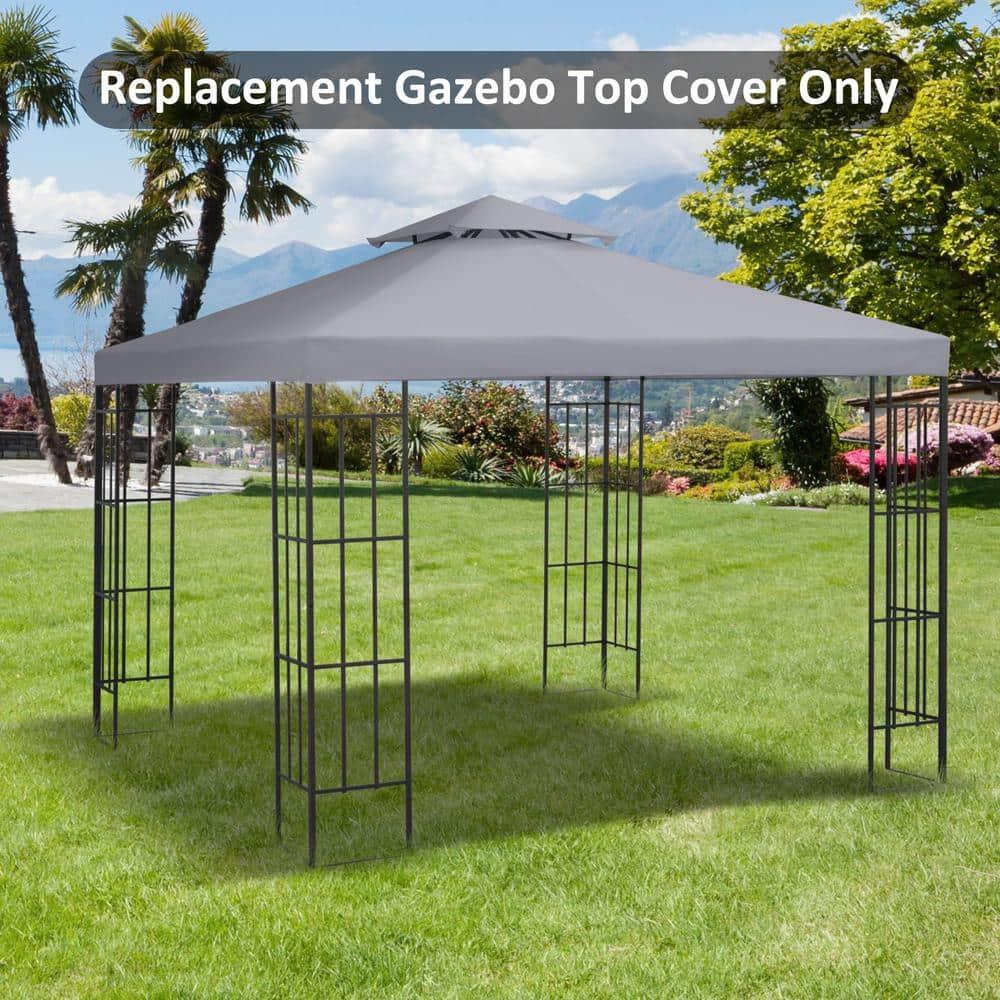 Outsunny Gazebo Replacement Canopy for Model 01 -0153, 2-Tier Top Cover for 9.84' x 9.84' Outdoor Gazebo, Gray (TOP ONLY)