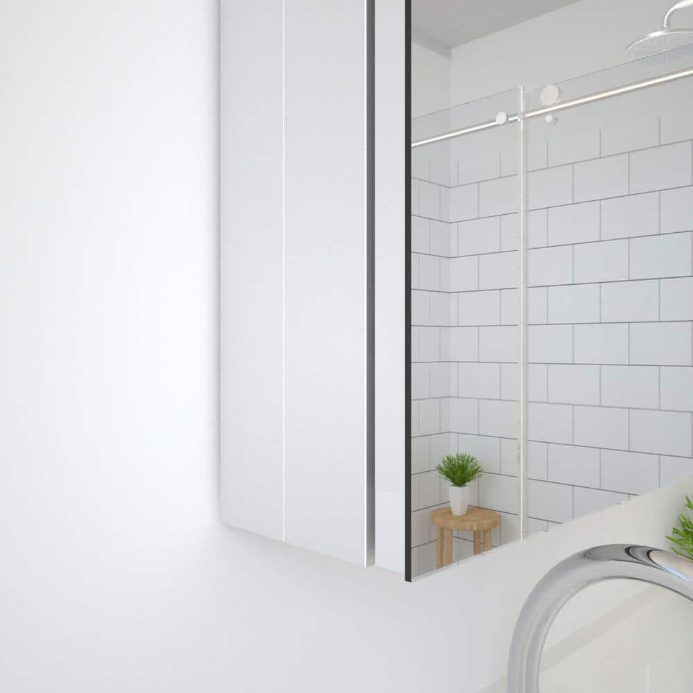 W 24'' H Frameless Medicine Cabinet Mirror 2 Adjustable