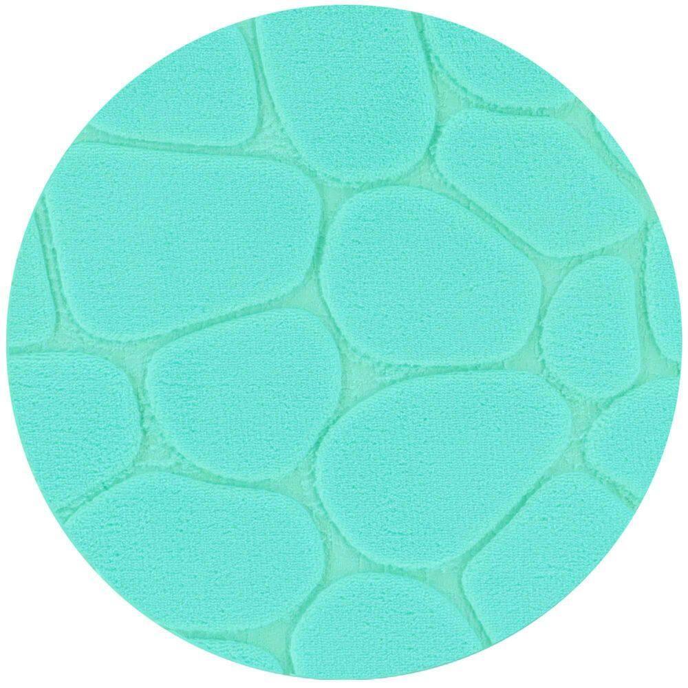 Evideco French Home Goods Contour Bath Rug Memory Foam Mat 3D Pebble 20”L x 20”W Aqua Blue