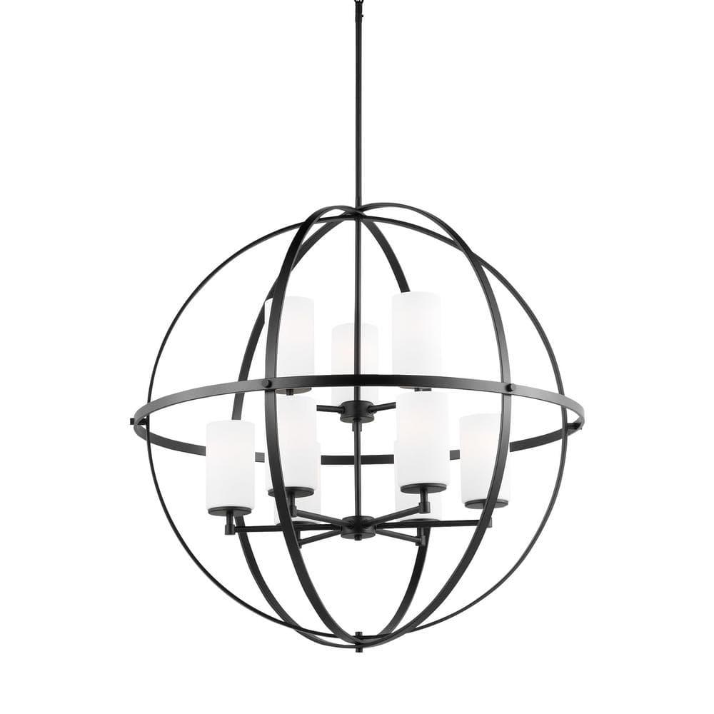 Generation Lighting Alturas 9 -Light Matte Black Modern/contemporary For Use in Dining Rooms, Foyers, Living Rooms Chandelier