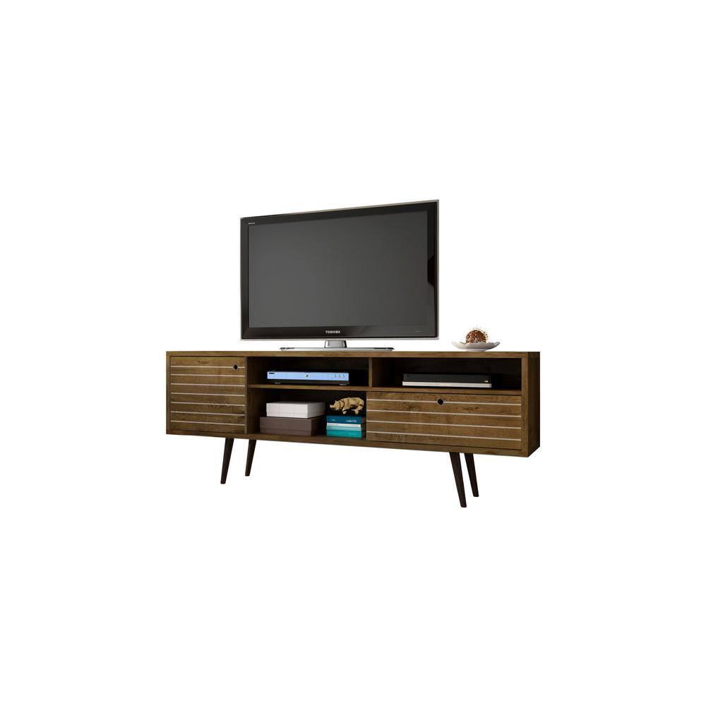 Manhattan Comfort Liberty 70.86 Inch Mid Century Modern Wood TV Stand with Legs