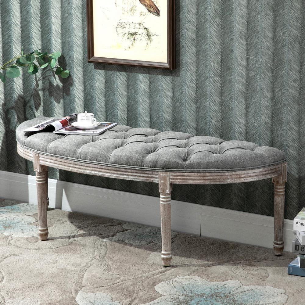 HomCom Upholstered & Tufted Bench, Grey