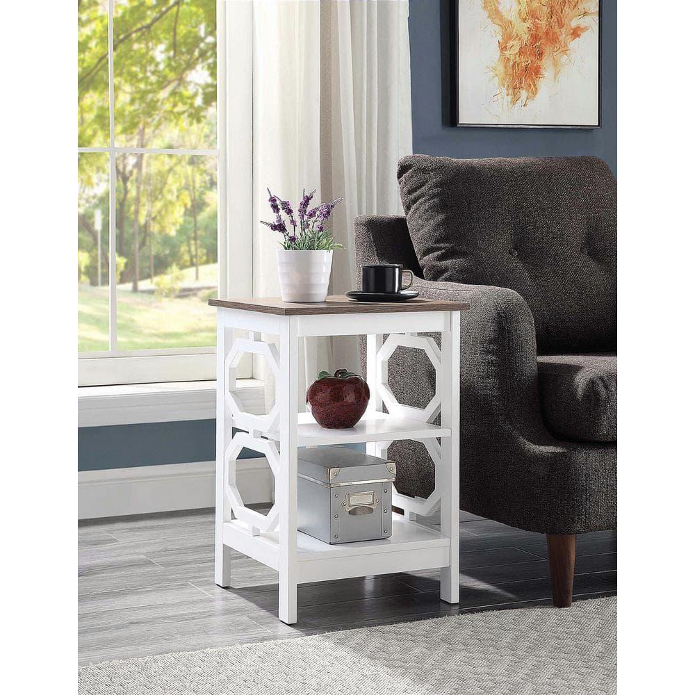 Convenience Concepts Omega End Table with Shelf, Driftwood/White