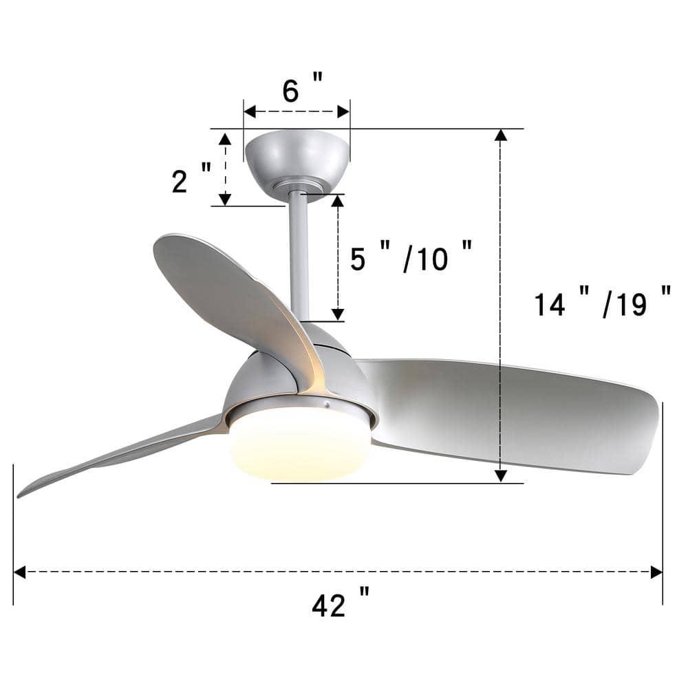 42 Inch Indoor Ceiling Fan with Light 3 Blades 6 Speed Remote Control Reverse Airflow For Living Room, Bedroom, Patios,Nickel
