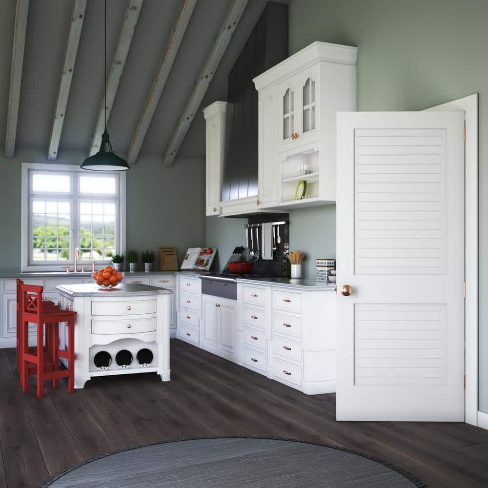 80'' Solid Wood Louvered Painted Slab Door