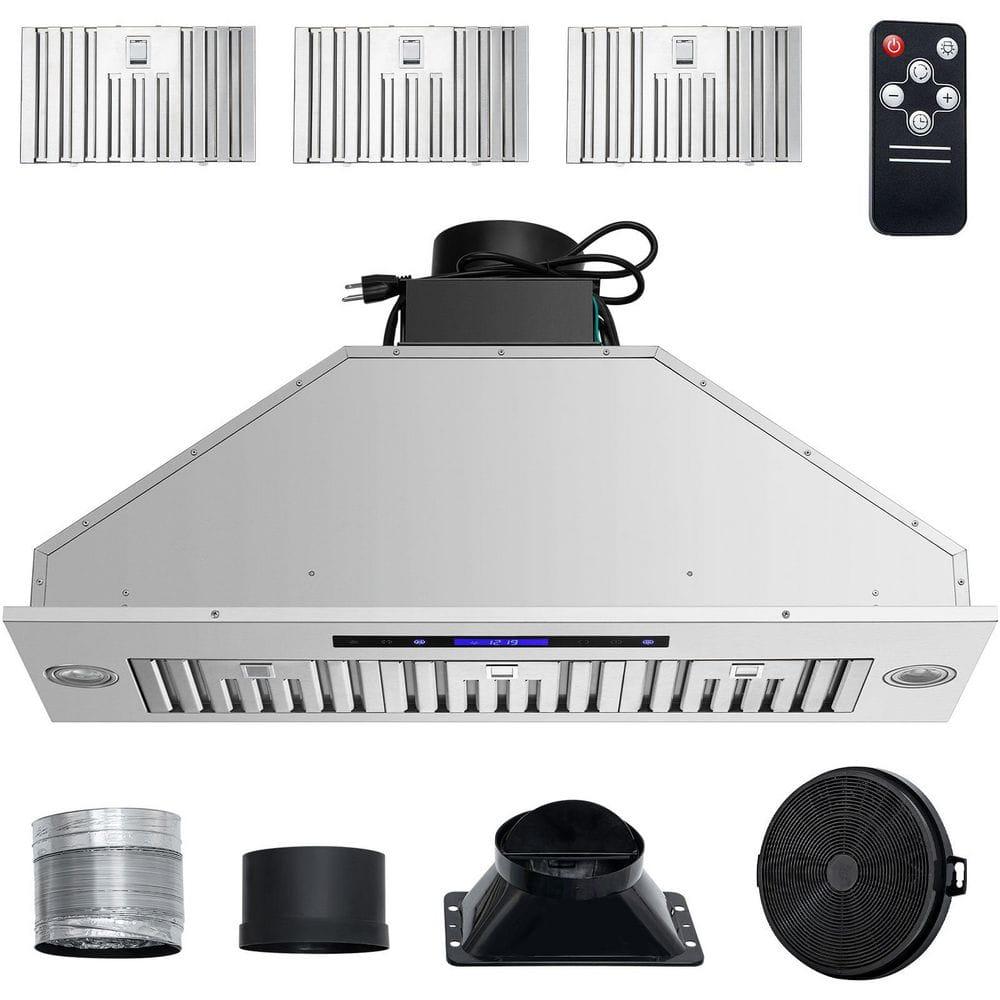 VEVOR 36" 900 CFM 4 Speed Ducted Insert Range Hood with Charcoal Filter and Light
