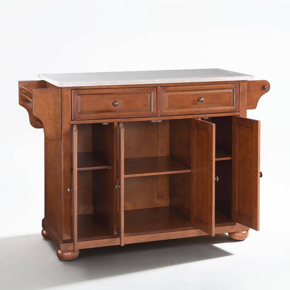 Alexandria Stainless Steel Top Kitchen Island Cherry - Crosley: Storage, Adjustable Shelves, Towel Bar