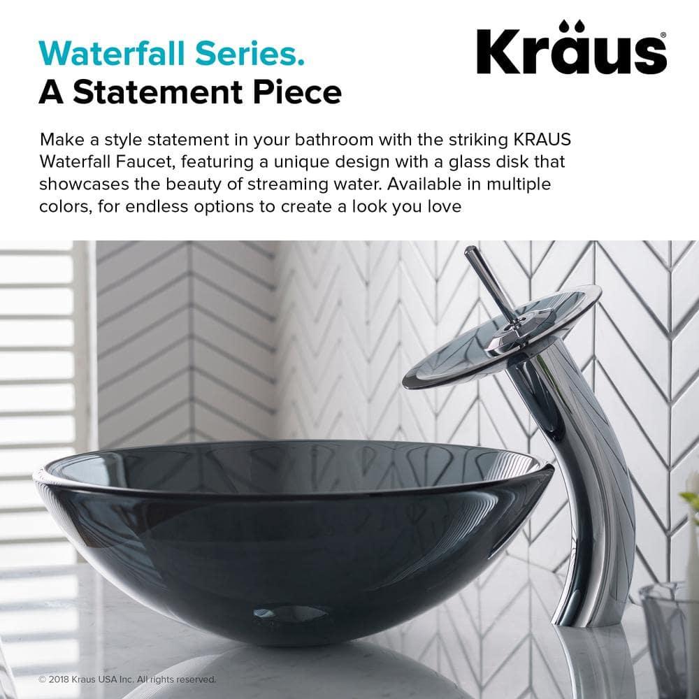 Waterfall Single Hole Single Handle Bathroom Faucet with Drain Assembly