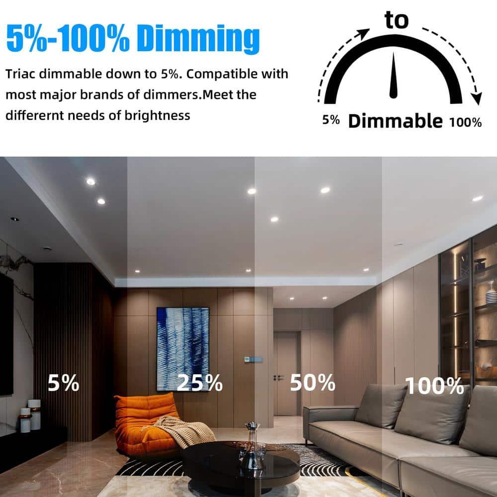 MW Lighting 6 Inch LED Recessed Downlight, 5CCT Selectable, Dimmable, Energy Star, 6 Count