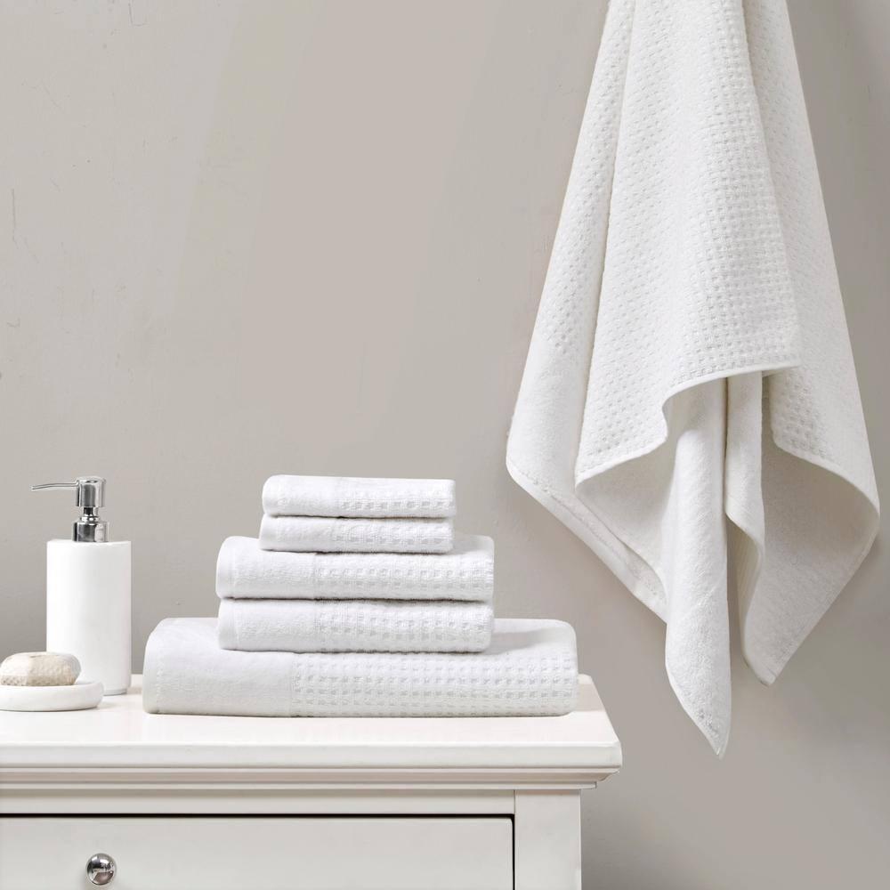 Madison Park Spa Waffle Cotton Jacquard Antimicrobial Bath Towel 6 Piece Set