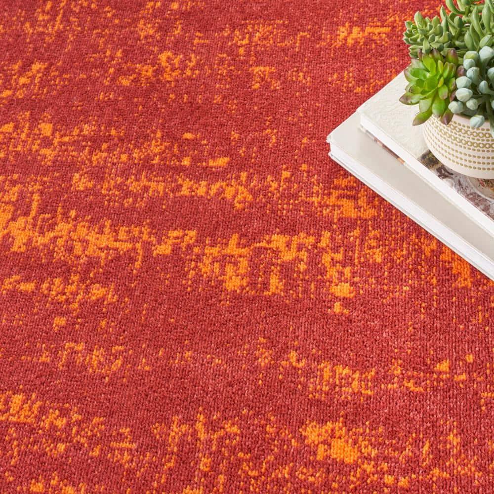 Nourison Essentials 4' x round Red Modern Indoor/Outdoor Rug