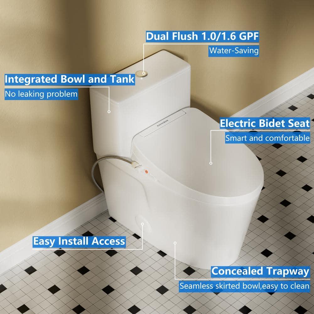 Casta Diva CD-Y020 Bidet Toilet Combo, Heated Seat, Warm Dryer, 1.0/1.6 GPF Power Dual Flush and MAP 1000g