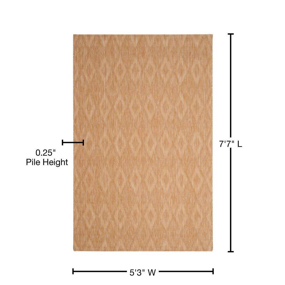 SAFAVIEH Courtyard Teodor Geometric Diamonds Indoor/Outdoor Area Rug, 5'3" x 7'7", Natural