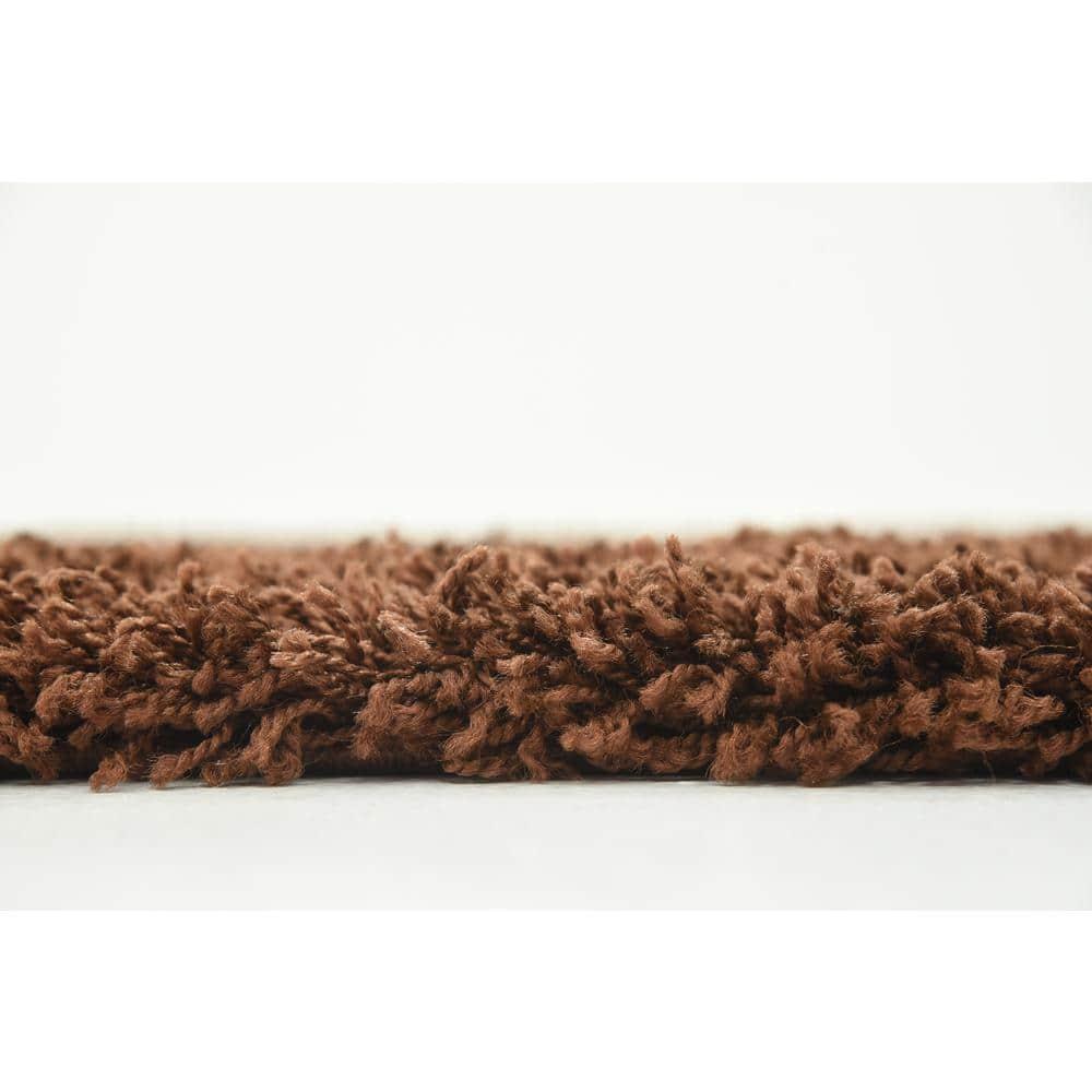 Unique Loom 4' 0 x 6' 0 Solid Shag Chocolate Brown Area Rug