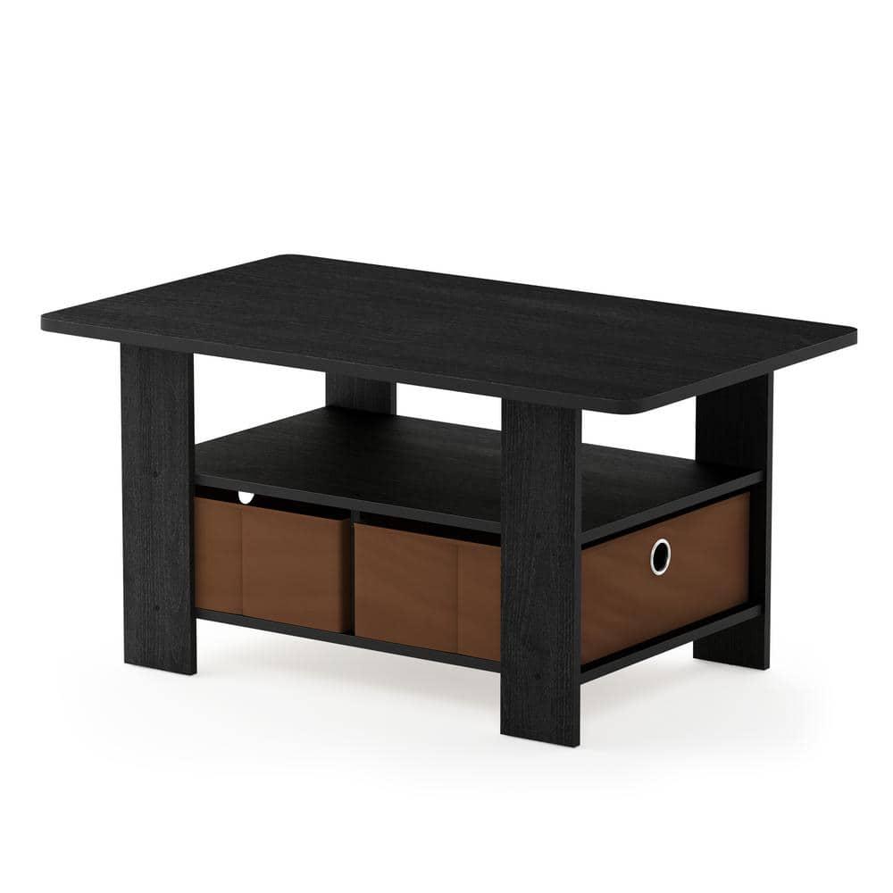 11158AM-MBR Andrey Coffee Table with Bin Drawer, Americano & Medium Brown