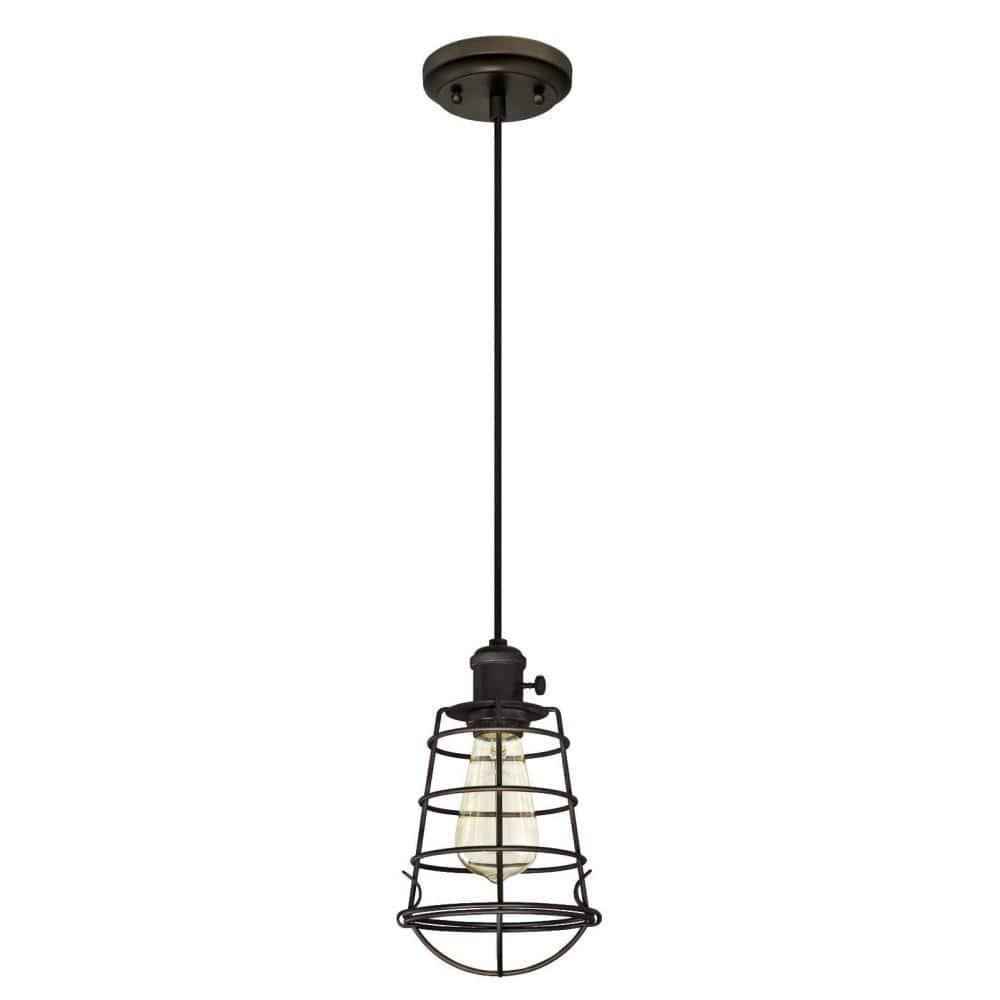 Westinghouse Nolan Mini Pendant with Turn Knob Oil Rubbed Bronze Finish Cage Shade