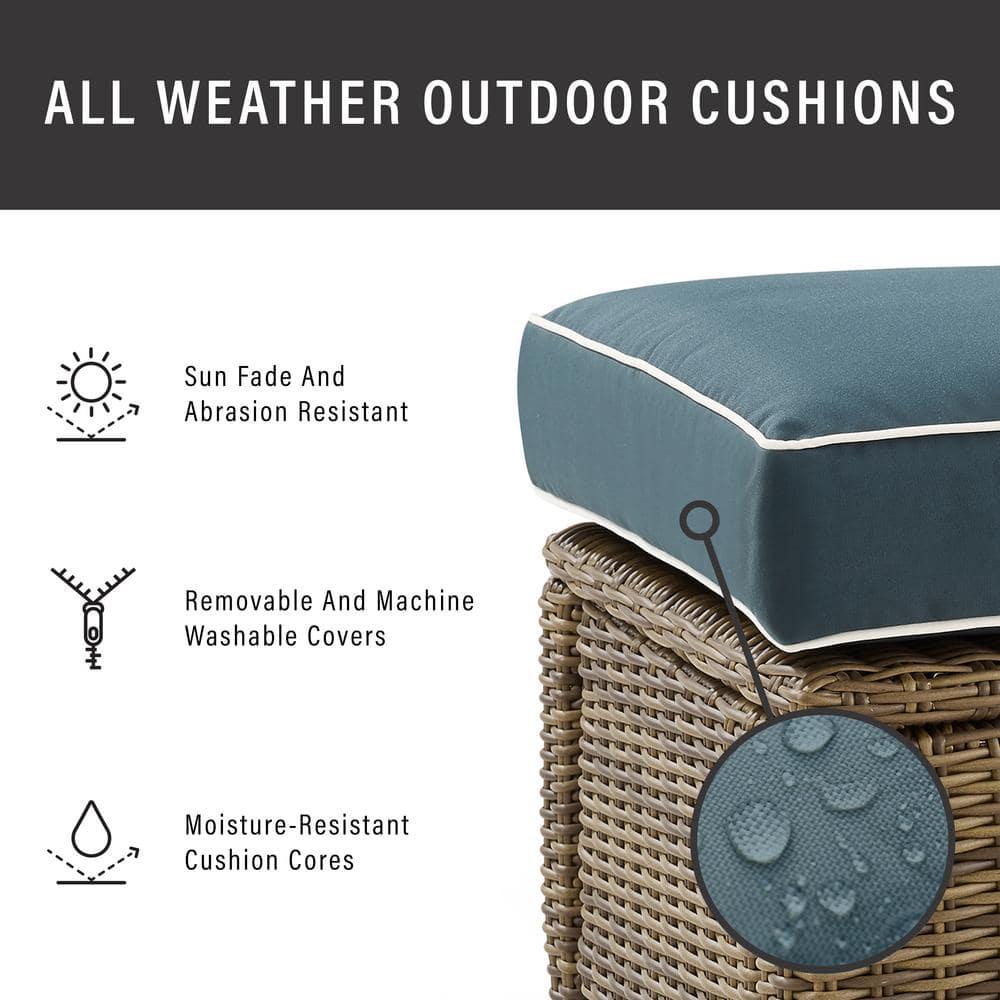 Bradenton 4pc Outdoor Wicker Conversation Set - Navy - Crosley: Steel Frame, UV-Resistant, with Polyester Foam Cushions