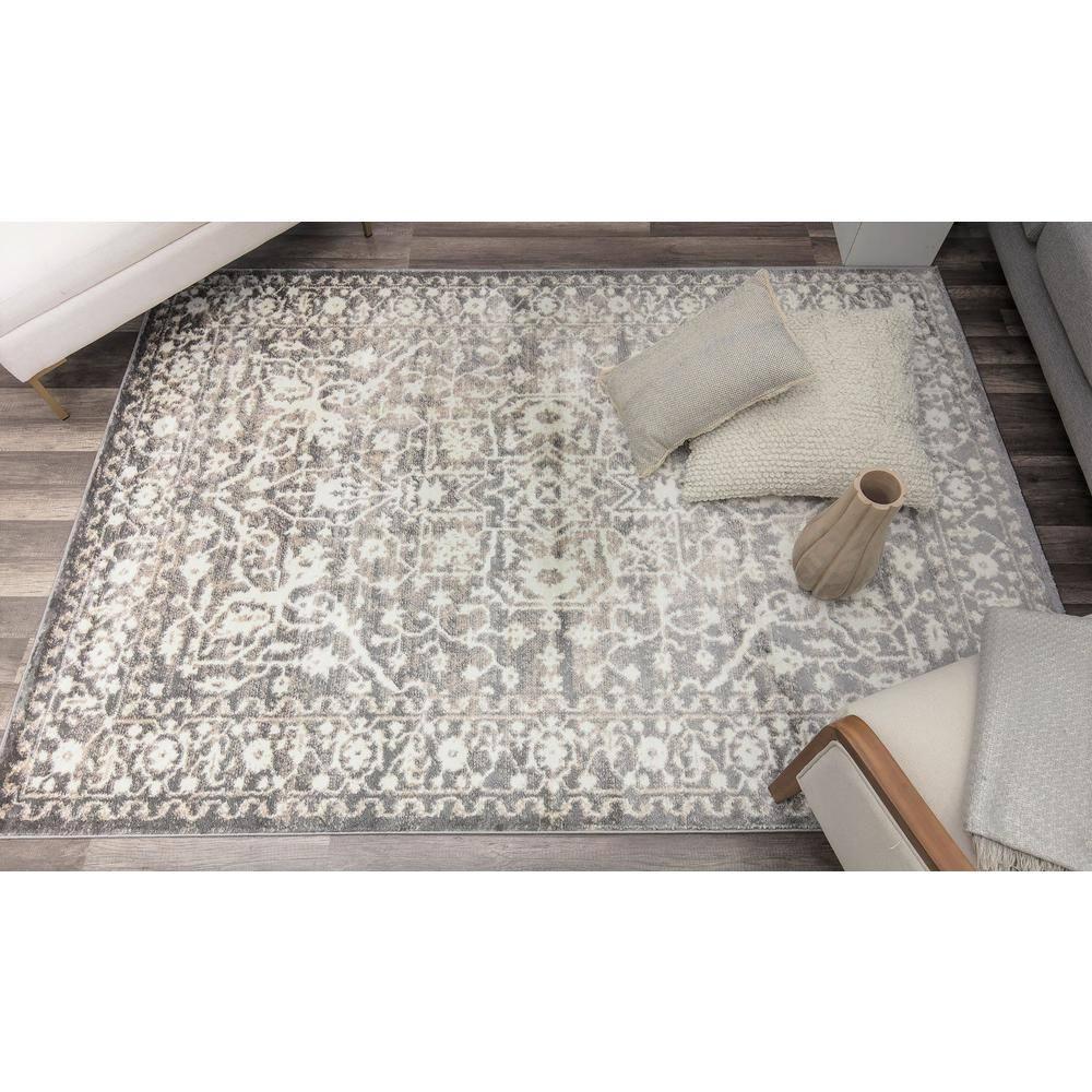 Rugs America Leopold LX20B Stone Transitional Cream Area Rug for Dining Room Rug Neutral Rug Living Room Rug Kitchen, 5'3"x7'