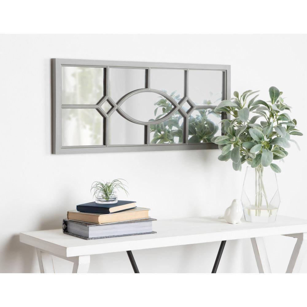 Kate and Laurel Cassat Casual Farmhouse Window Wall Accent Mirror, Rustic Gray