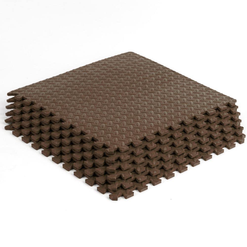 ProsourceFit Exercise Puzzle Mat 1/2-in, Brown, 24 Sq Ft - 6 Tiles