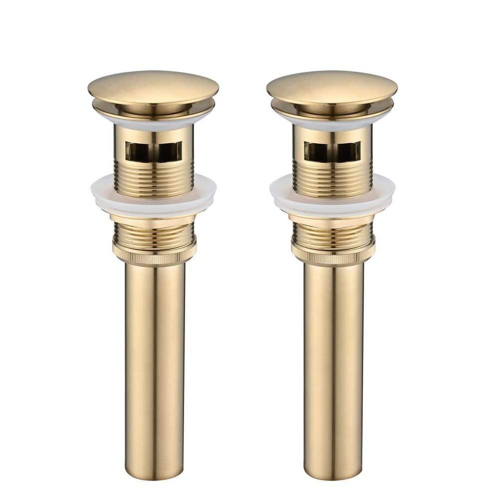 JONKEAN Bathroom Pop Up Drain Without Overflow,Vanity Vessel Sink Drain with Detachable Strainer Basket,Pop Up Drain Stopper Hair Catcher, Built-in Anti-Clogging Strainer(Brushed Gold)