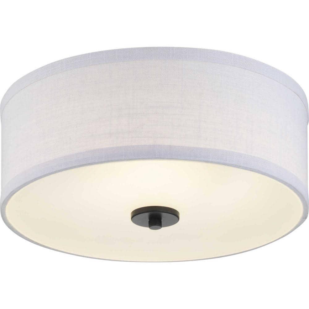 Progress Lighting Inspire Collection 1-Light LED Flush Mount, Graphite Finish, Fabric Shade