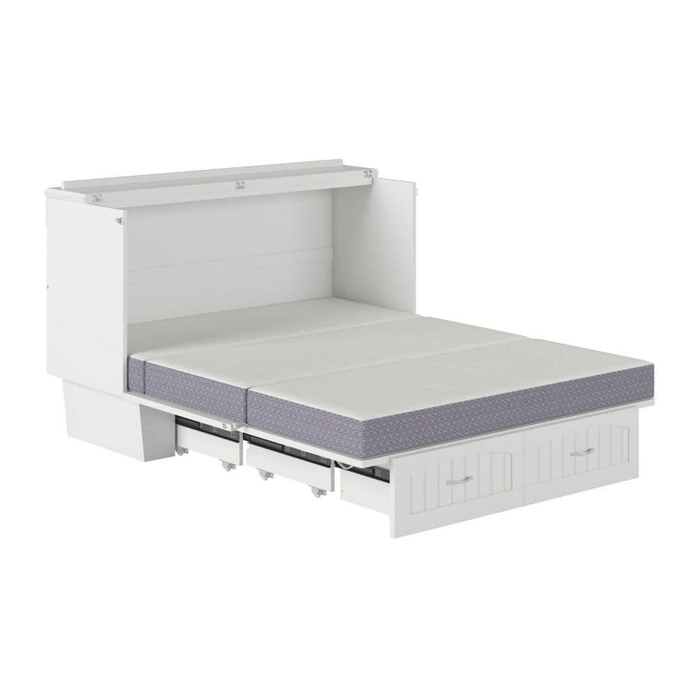 Queen Nantucket Murphy Bed Chest USB Turbo Charger White - AFI