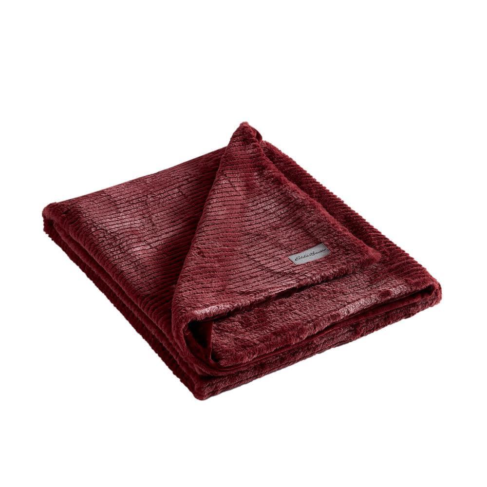 Eddie Bauer Eddie Bauer Ribbed Textured Stripe Solid Plush Throw Blanket