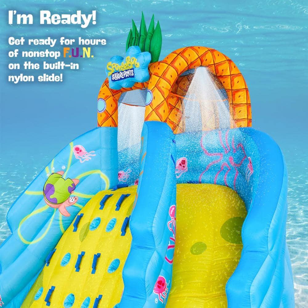 Sunny & Fun SpongeBob Ultra Climber Inflatable Water Slide with Climbing Wall, Two Slides & More!