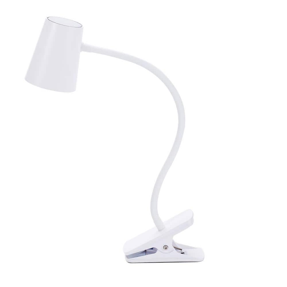 Adjustable LED Clamp Light, 7.48 in. White, Indoor, Desk Lamp