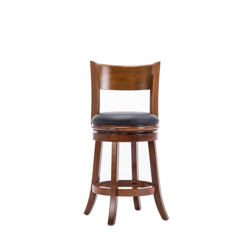 Boraam 24" Palmetto Swivel Hardwood Counter Height Barstool Walnut: Upholstered, Lacquered Finish, Foam Filled