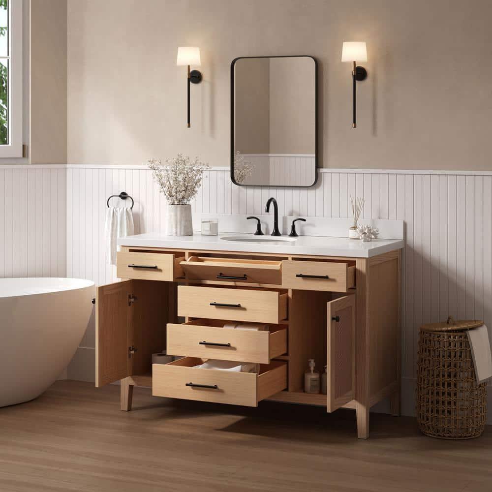 ARIEL Broeder 55 Single Sink Bathroom Vanity with Pure White Quartz Top