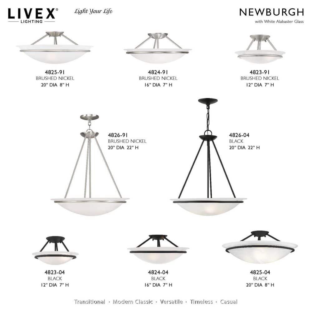 Livex Lighting Newburgh 2 - Light Semi-Flush Mount in  Brushed Nickel