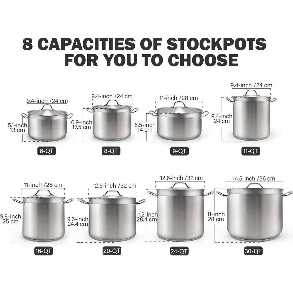 Cooks Standard Professional Stainless Steel Stock Pot with Lid, Silver