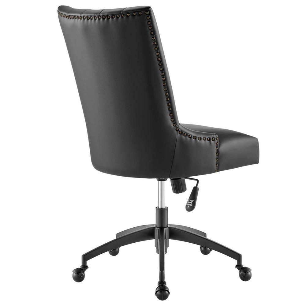 Modway Empower Channel Tufted Vegan Leather Office Chair Black: Metal Frame, Adjustable Height, Modern Style