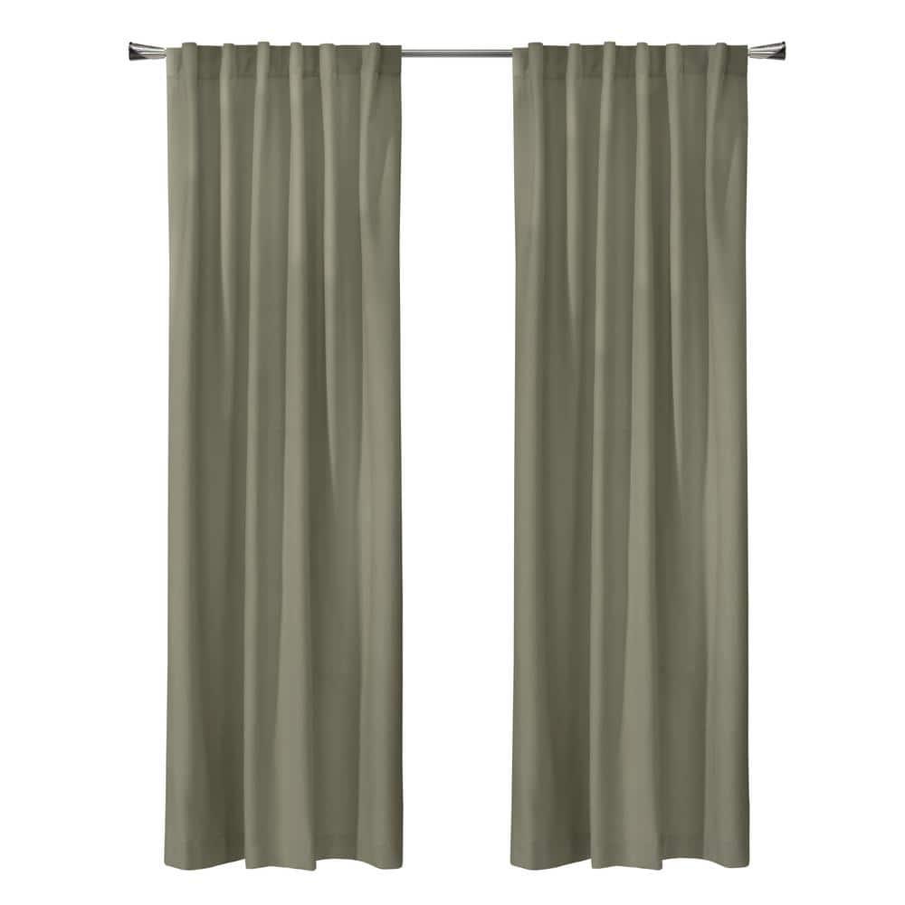 Thermaplus Seren Room Darkening Window Treatment Dual Header Curtain Panel for Bedroom Livingroom 50" x 63" Taupe