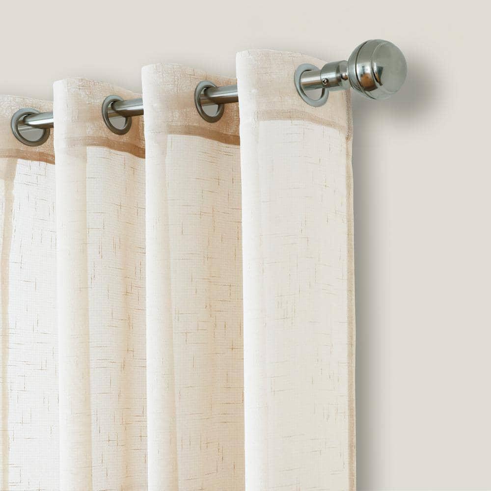 Carmen Sheer Extra Wide Indoor/Outdoor Single Window Curtain for Patio, Porch, Cabana - 114x108 - Ivory - Elrene Home Fashions