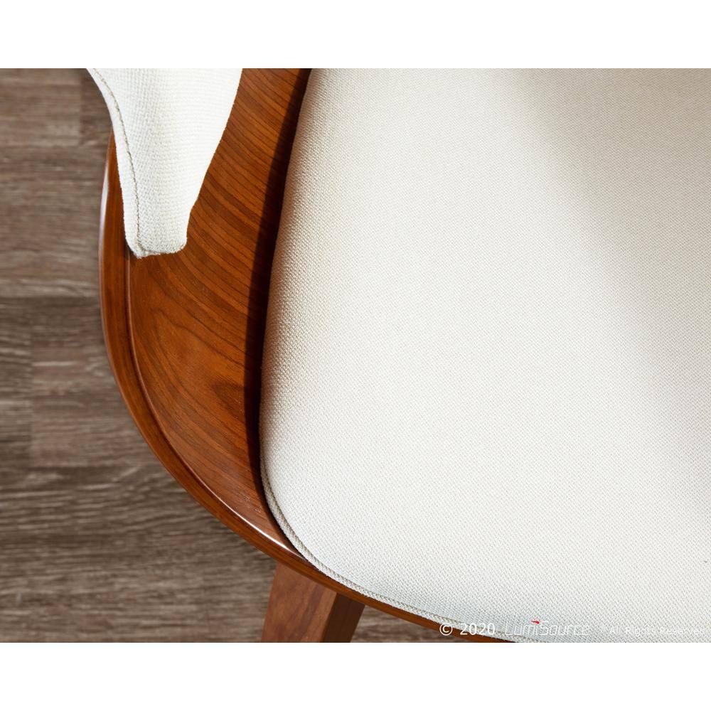 Vintage Mode Mid-Century Modern Dining Accent Chair Cream - Lumisource: Walnut Legs, Polyester Upholstery, No Assembly Required
