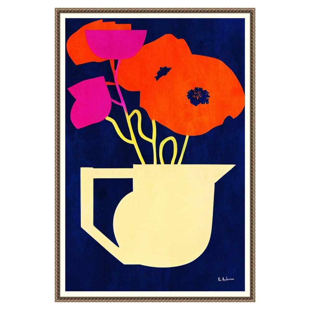 23"x33" Bright and Sunny Poppies by Bo Anderson Framed Canvas Wall Art Print Bronze - Amanti Art: Modern Lithograph, Polystyrene Frame