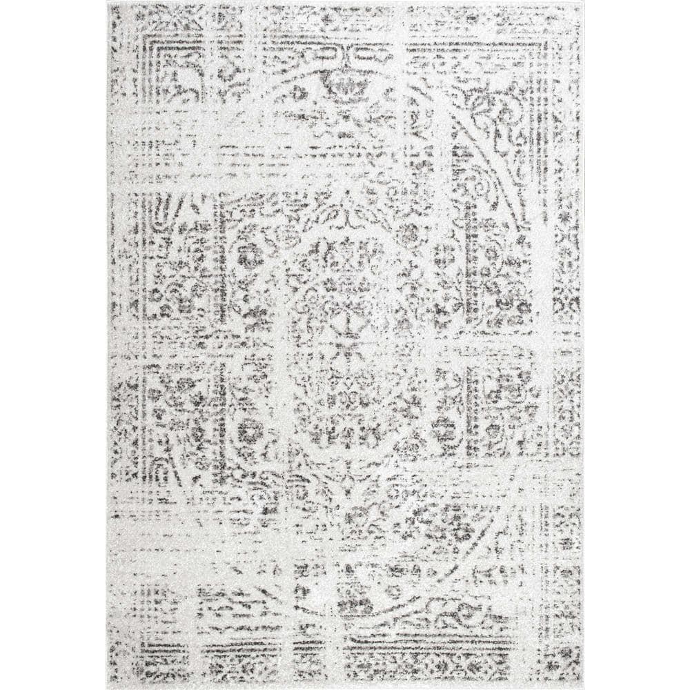 Nuloom Arlena Medallion 4x6 Indoor Area Rug for Living Room Bedroom Dining Room Kitchen, Grey/Ivory