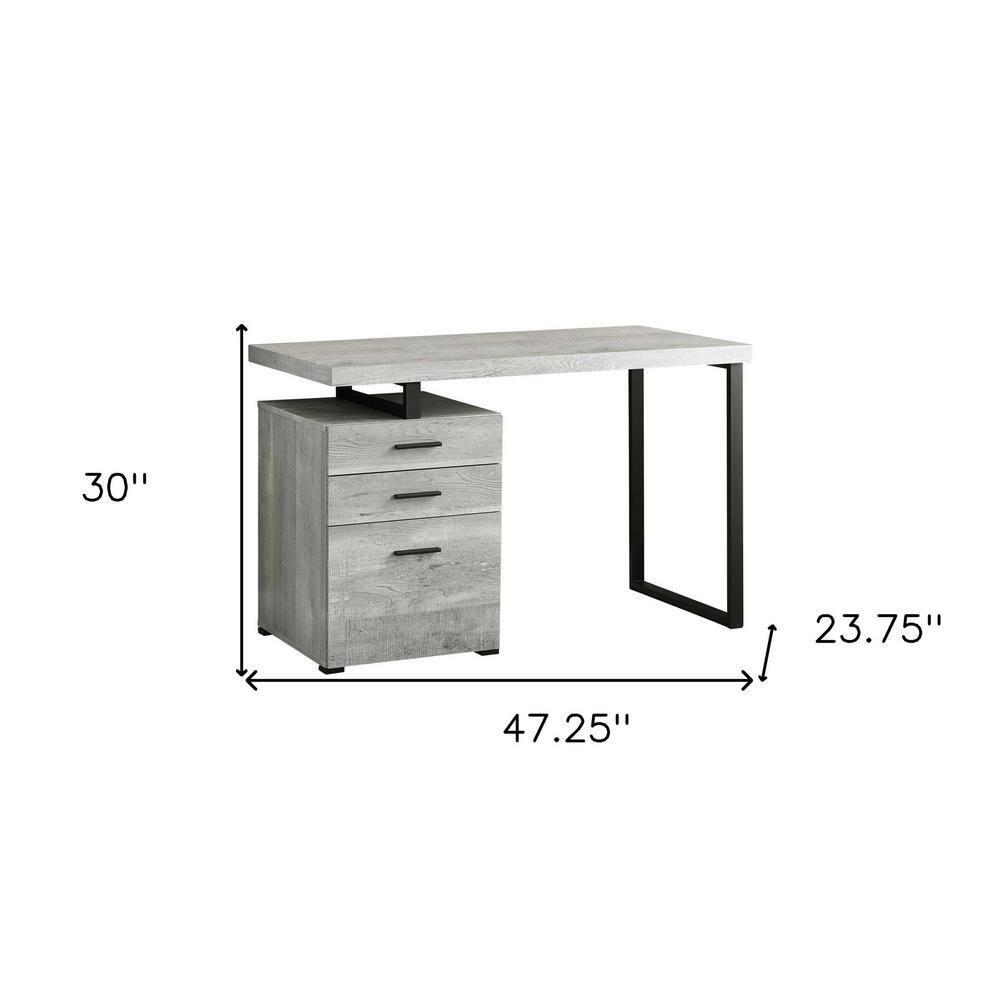 Monarch Specialties Computer Desk Home Office Laptop Left Right Set-Up Storage Drawers 48InchL Work Metal Laminate Grey Black Contemporary Modern