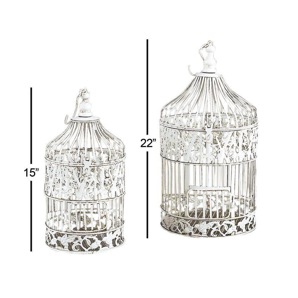 15"H Iron Bird House - White - Olivia & May: Frostproof, Freestanding Outdoor Garden Decor, No Assembly Required