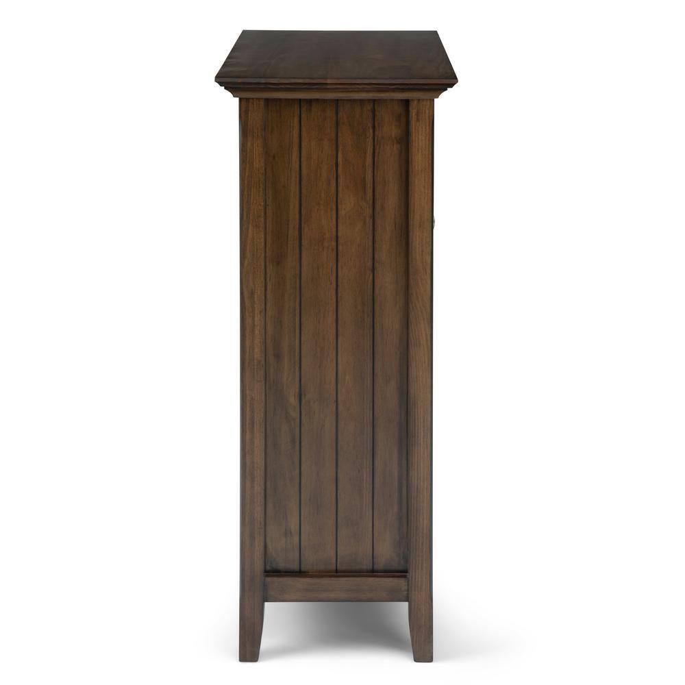 Simpli Home Bedford 39"W Solid Wood 4-Shelf Medium Storage Cabinet with Glass Doors and Adjustable Shelves