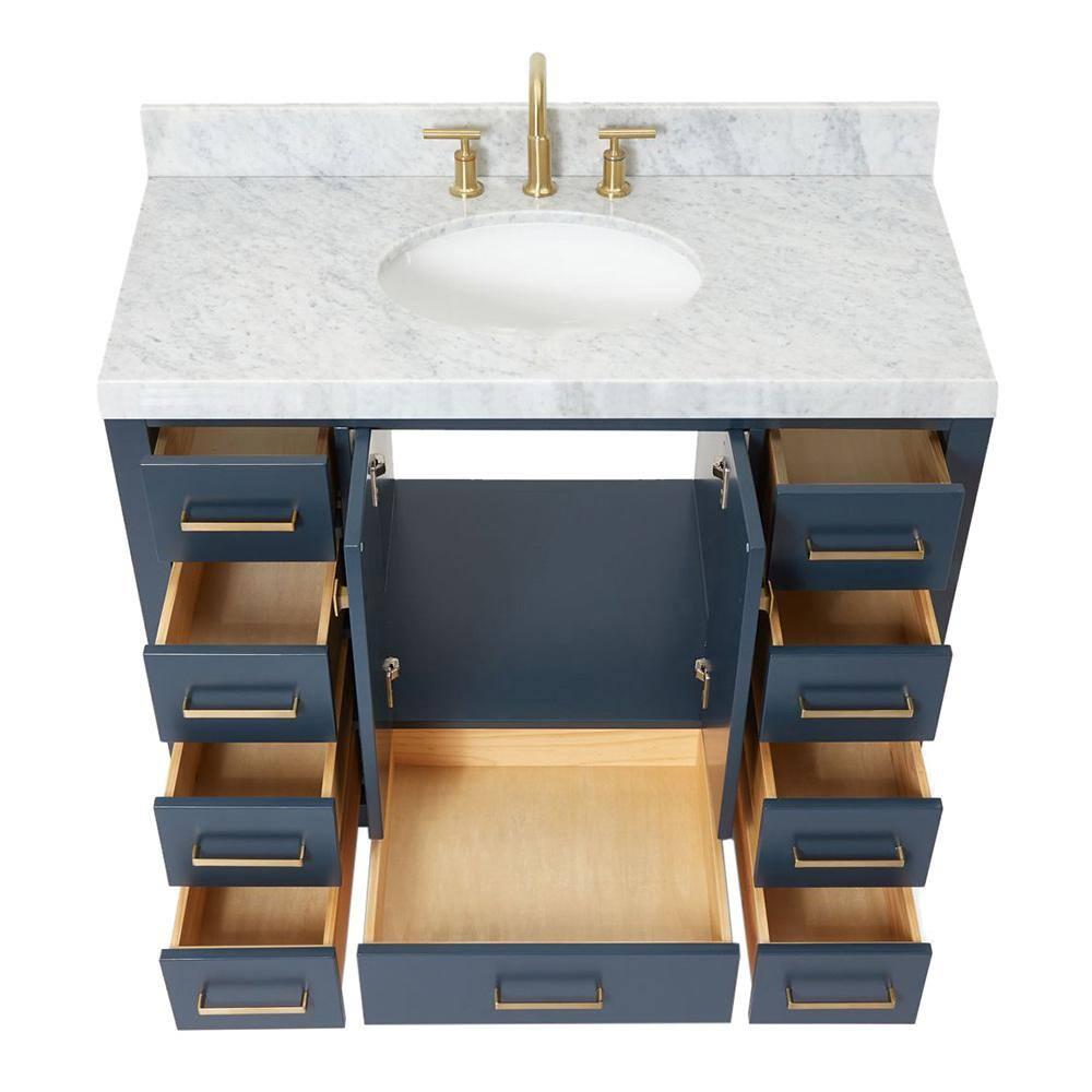 Cambridge 42'' Single Bathroom Vanity with Carrara Marble Top